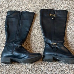 Black below the knee boots